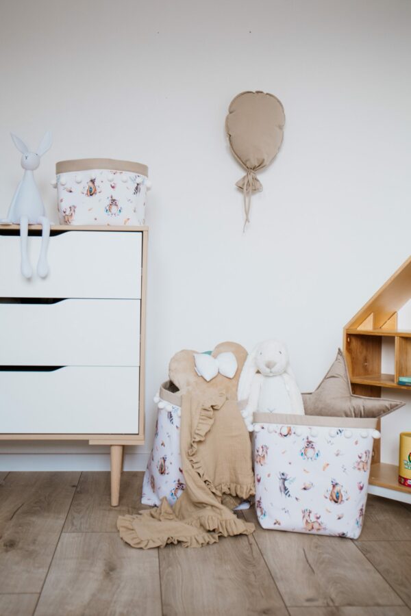 Set 4 bavlnených košíkov s guličkami (XS, S, M, L)