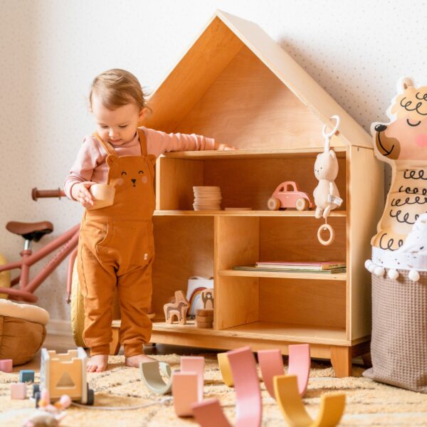 Montessori domčeková polica Woodle - prírodné drevo