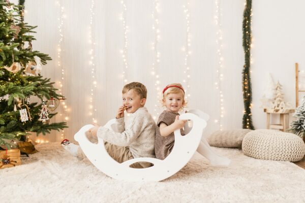 Drevená montessori hojdačka SwingMe - biela