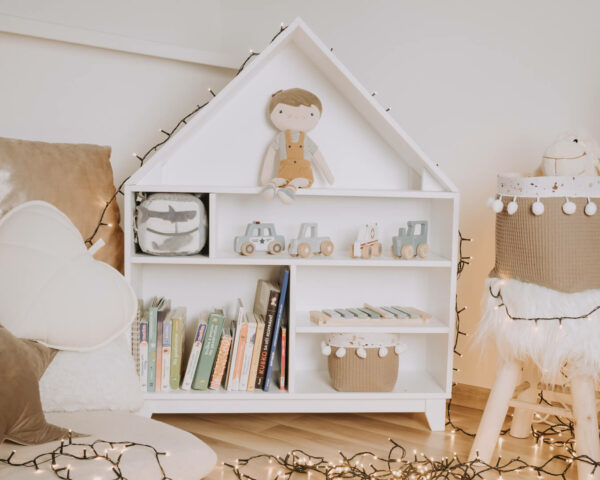 Montessori domčeková polica Woodle - biela