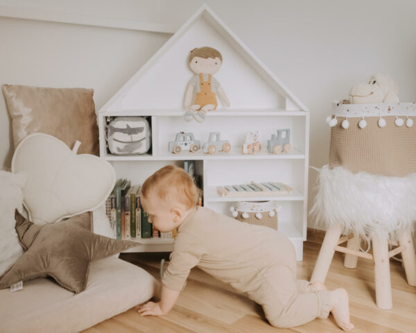Montessori domčeková polica Woodle - biela