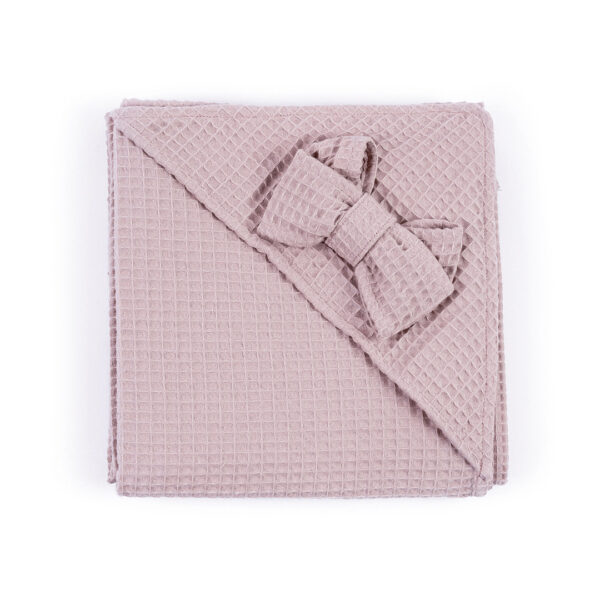 Detská osuška s kapucňou a mašličkou - mauve