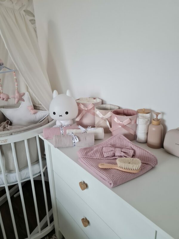 Detská osuška s kapucňou a mašličkou - mauve