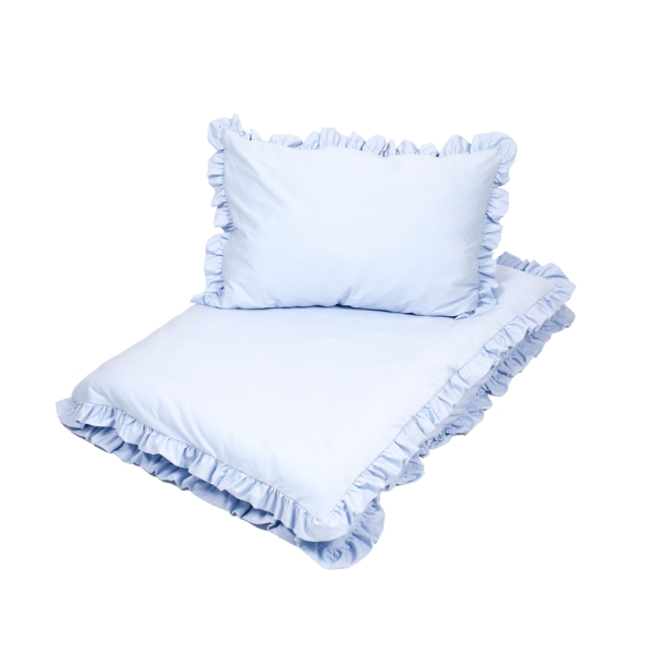 Set bavlnených obliečok s volánmi - vankúš 65 × 45 cm a paplón 100 × 135 cm