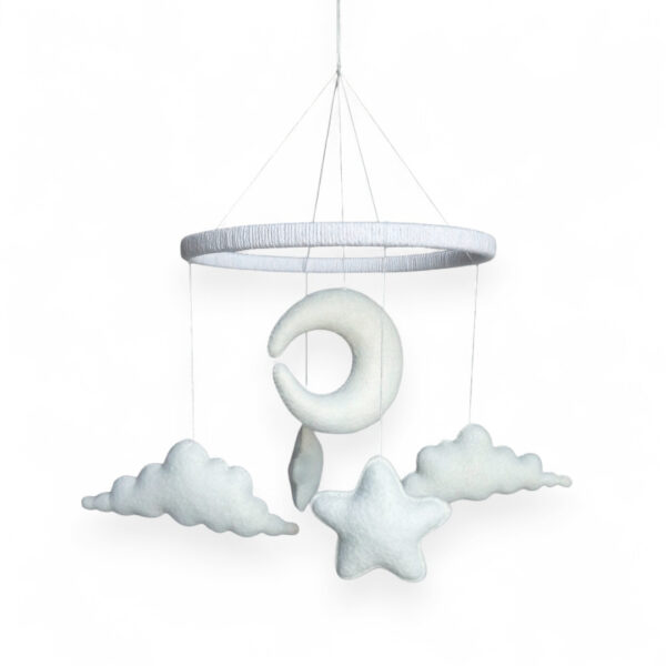 Závesná dekorácia nad detskú postieľku - White Sky