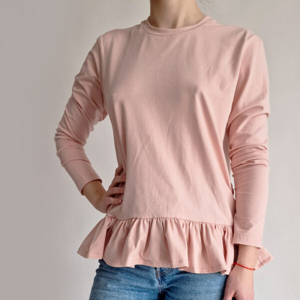 Tričko na dojčenie s dlhým rukávom a volánmi