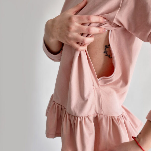 Tričko na dojčenie s dlhým rukávom a volánmi