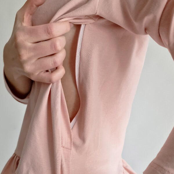 Tričko na dojčenie s dlhým rukávom a volánmi