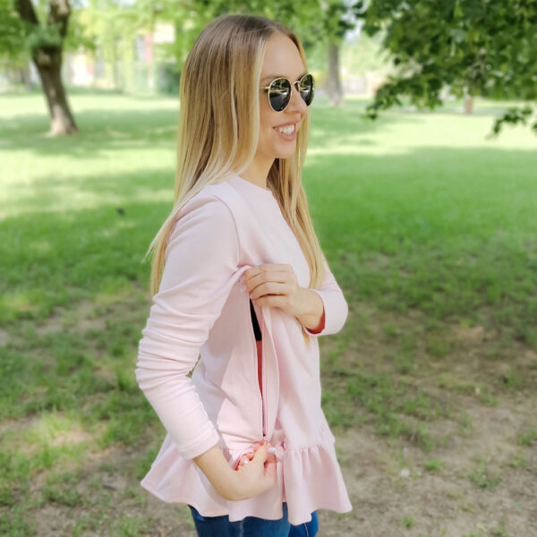 Termo tričko na dojčenie s dlhým rukávom a volánmi